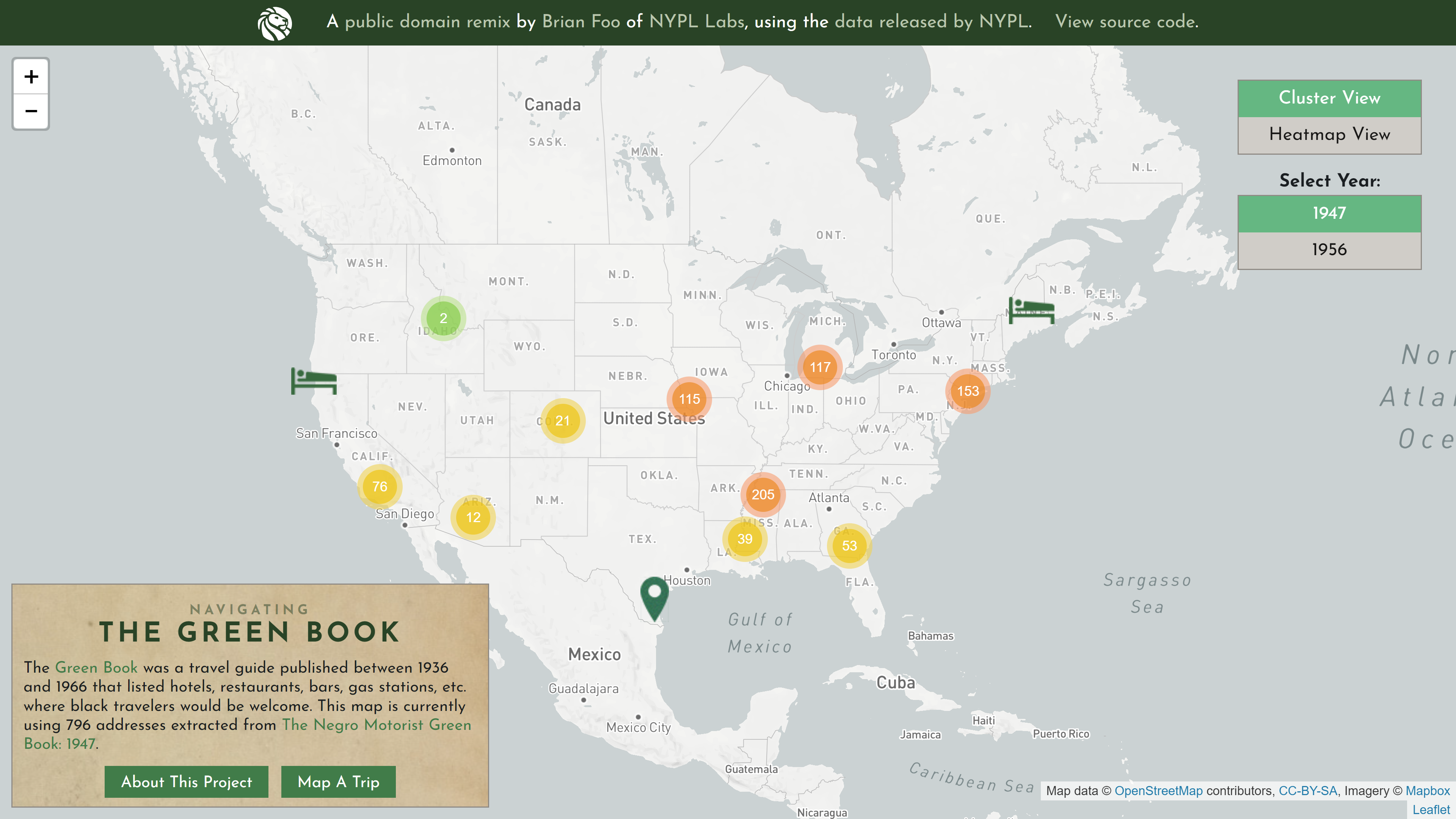 Map of data extracted from the Green Books